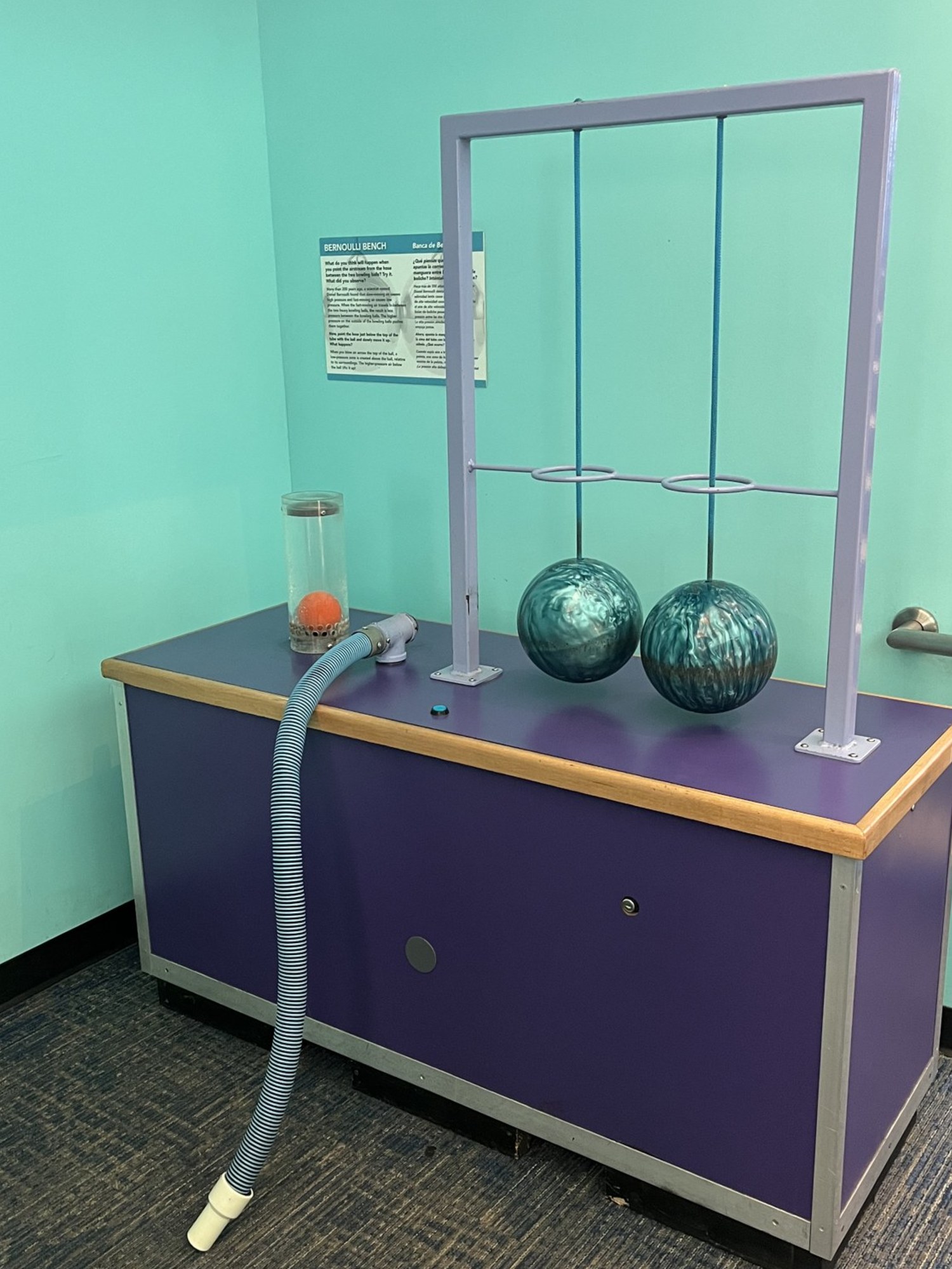 Bernoulli Bench with the original small wall placard, before the redesign